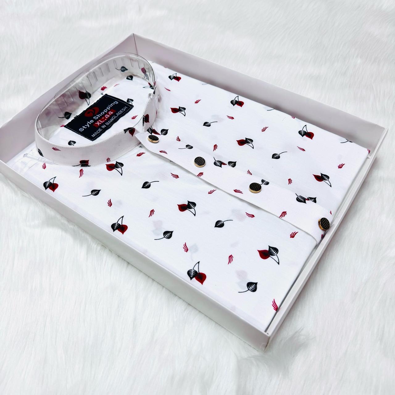 গরমের জন্য একদম উপযোগী প্রিমিয়াম ধুতি ফেব্রিকের তৈরি Print Panjabi।