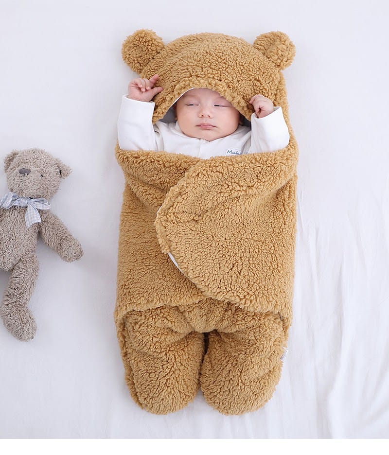 Premium Ultra-Soft Baby Wrap Blanket – Winter Bear Hooded Swaddle